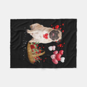 Niedlicher Mops Dog Balloon Valentinstag Fleecedecke (Vorderseite (Horizontal))