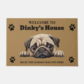 Niedlicher Mops Dog Foto Fußmatte (Vorderseite)