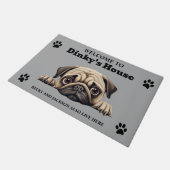Niedlicher Mops Dog Foto Fußmatte (Schrägansicht)