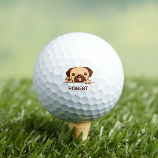 Niedlicher Mops Dog Individuelle Name Golfball (Insitu T-Shirt)