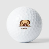 Niedlicher Mops Dog Individuelle Name Golfball (Vorderseite)
