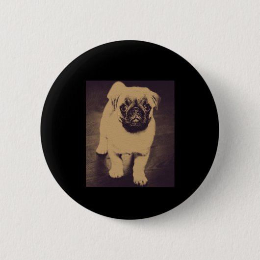 Niedlicher Mops Dog Portrait Button (Vorderseite)