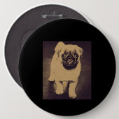 Niedlicher Mops Dog Portrait Button (Vorne & Hinten)