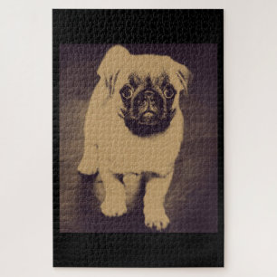 Niedlicher Mops Dog Portrait Puzzle
