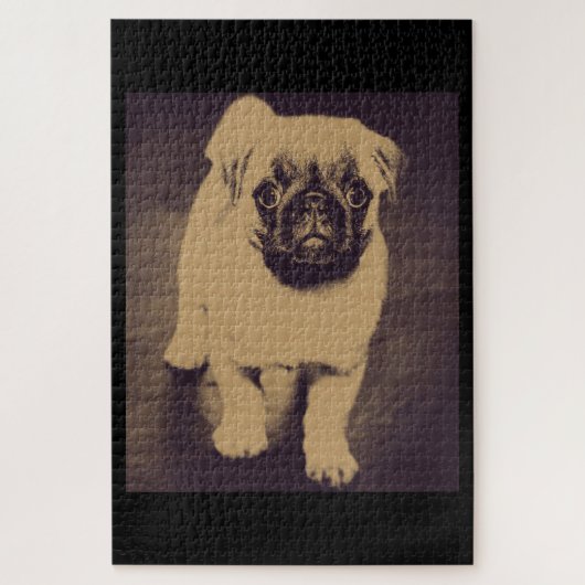 Niedlicher Mops Dog Portrait Puzzle (Vertikal)