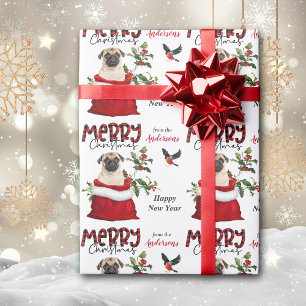 Niedlicher Mops Dog Weihnachtsgeschenktasche Geschenkpapier