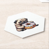 Niedlicher Mops Donut Cartoon lustig munching Untersetzer (angewinkelt)