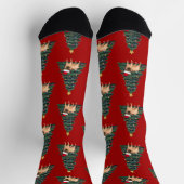 Niedlicher Mops Eigentümer Weihnachtsbaum Roter Fe Socken (Oben)