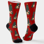 Niedlicher Mops Eigentümer Weihnachtsbaum Roter Fe Socken (Gewinkelt)