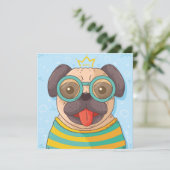 Niedlicher Mops Einladung (Stehend Vorderseite)