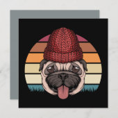 Niedlicher Mops Einladung (Vorne/Hinten)