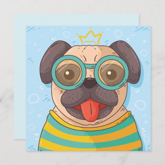 Niedlicher Mops Einladung (Vorne/Hinten)