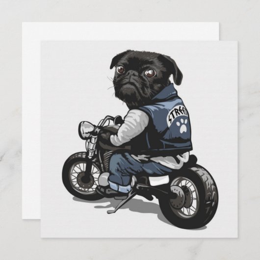 Niedlicher Mops Einladung (Vorne/Hinten)