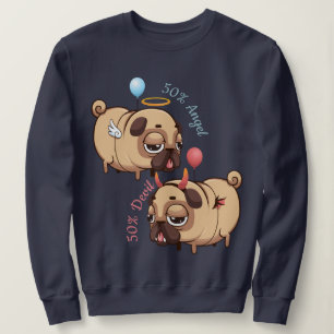 Niedlicher Mops Engel/Teufel Sweatshirt