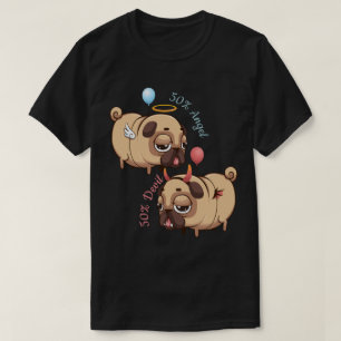 Niedlicher Mops Engel/Teufel T-Shirt