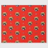 Niedlicher Mops Face Gift Wrap Red Geschenkpapier (Flach)
