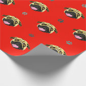 Niedlicher Mops Face Gift Wrap Red Geschenkpapier (Ecke)