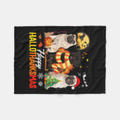 Niedlicher Mops Frohe Hallothanksmas Halloween Tha Fleecedecke (Vorderseite (Horizontal))