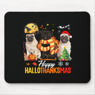 Niedlicher Mops Frohe Hallothanksmas Halloween Tha Mousepad