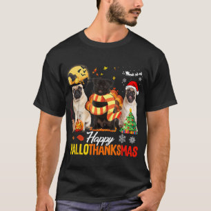 Niedlicher Mops Frohe Hallothanksmas Halloween Tha T-Shirt