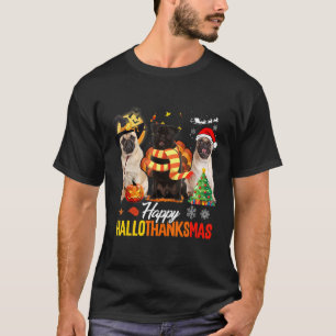 Niedlicher Mops Frohe Hallothanksmas Halloween Tha T-Shirt