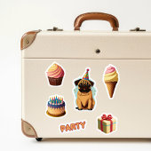 Niedlicher Mops Geburtstagsparty Aufkleber