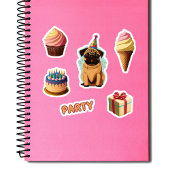 Niedlicher Mops Geburtstagsparty Aufkleber