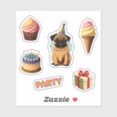 Niedlicher Mops Geburtstagsparty Aufkleber (Blatt)