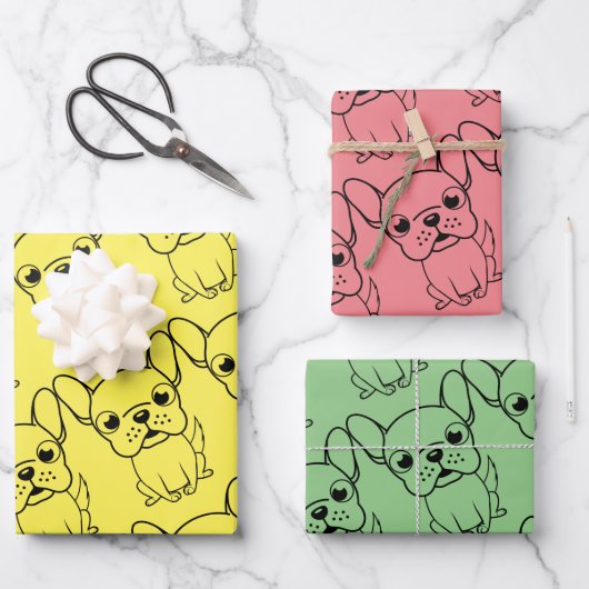 Niedlicher Mops Geschenkpapier Set (Vorderseite)