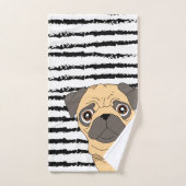 Niedlicher Mops gestreift Badhandtuch Set (Handtuch)