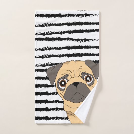 Niedlicher Mops gestreift Badhandtuch Set (Handtuch)