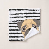 Niedlicher Mops gestreift Badhandtuch Set (Waschlappen)