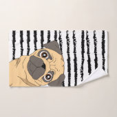 Niedlicher Mops gestreift Badhandtuch Set (Handtuch)