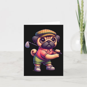 Niedlicher Mops Golf Golfer Golfspielen Herren Wom Karte