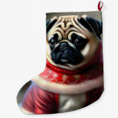 Niedlicher Mops Großer Weihnachtsstrumpf (Rückseite)