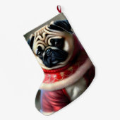 Niedlicher Mops Großer Weihnachtsstrumpf (Rückseite (Hängend))
