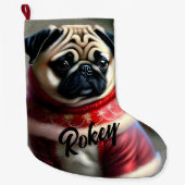 Niedlicher Mops Großer Weihnachtsstrumpf (Vorderseite)