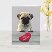 Niedlicher Mops Grußkarte zum Jubiläum Karte (Gelbe Blume)