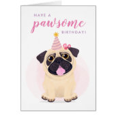 Niedlicher Mops Happy Birthday Card (Vorne)