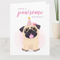 Niedlicher Mops Happy Birthday Card