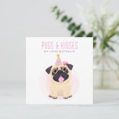 Niedlicher Mops Happy Birthday Card Karte (Stehend Vorderseite)
