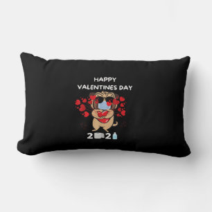 Niedlicher Mops Herzgefühl Maske Happy Valentines Lendenkissen