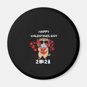 Niedlicher Mops Herzgefühl Maske Happy Valentines Magnet