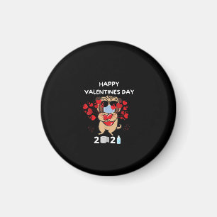 Niedlicher Mops Herzgefühl Maske Happy Valentines Magnet