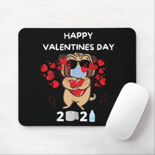 Niedlicher Mops Herzgefühl Maske Happy Valentinsta Mousepad