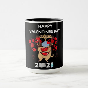 Niedlicher Mops Herzgefühl Maske Happy Valentinsta Tasse