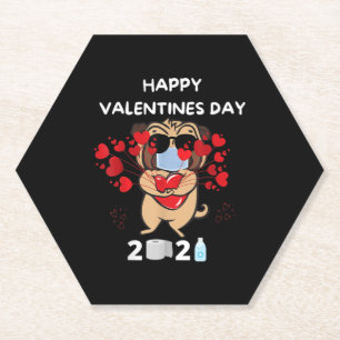 Niedlicher Mops Herzgefühl Maske Happy Valentinsta Untersetzer