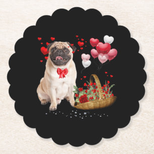 Niedlicher Mops Hund Ballon Herzchen Valentinstag Untersetzer