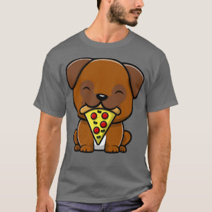 Niedlicher Mops Hund essen Pizza Funny Feinschmeck T-Shirt