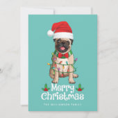 Niedlicher Mops Hund Frohe Weihnachtskarte Feiertagskarte (Vorderseite)